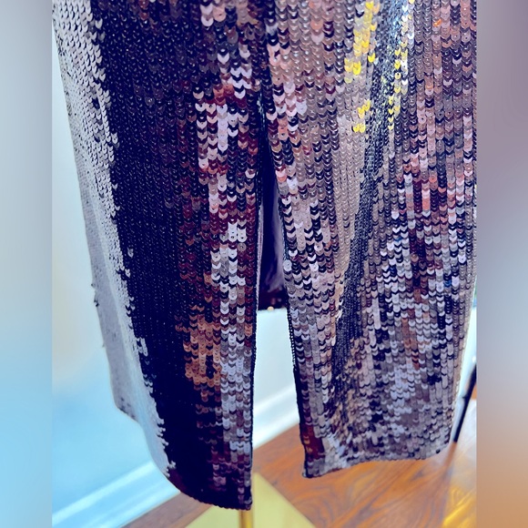 Anthropologie Maeve Kara Sequined Dress Short Sleeve Slit Embellished XS - Picture 10 of 12